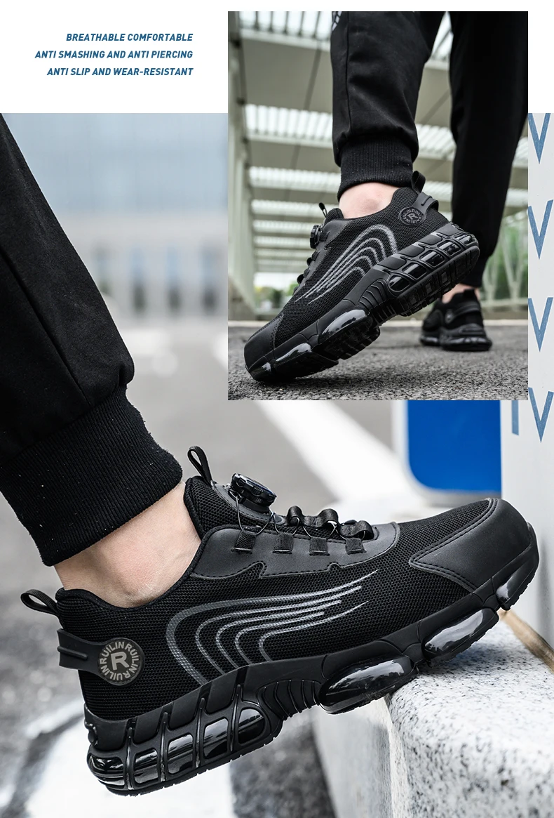 Durable Men's Safety Shoes Fashion Men's Work Boots Anti Smash Piercing Resistant Factory Outdoor Comfort Footwear For Men