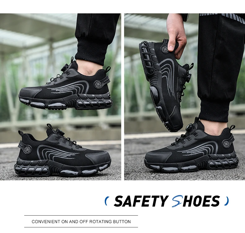 Durable Men's Safety Shoes Fashion Men's Work Boots Anti Smash Piercing Resistant Factory Outdoor Comfort Footwear For Men