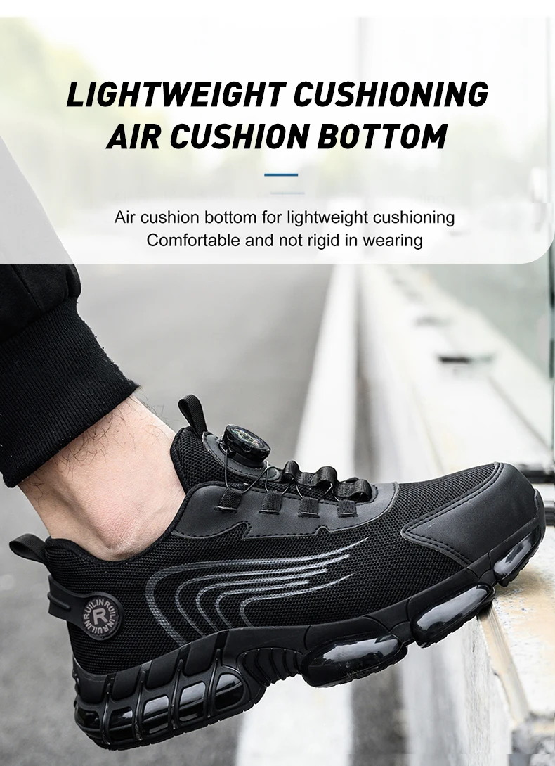 Durable Men's Safety Shoes Fashion Men's Work Boots Anti Smash Piercing Resistant Factory Outdoor Comfort Footwear For Men