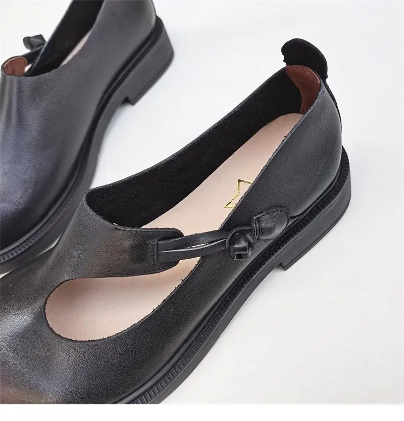 Spring summer leather loafers wide toe women's shoes cowhide retro ethnic genuine leather single shoes autumn flat shoes