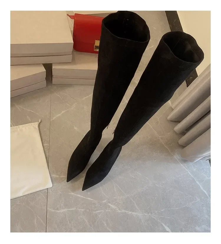 New Autumn and Winter New Over Knee Elastic Boots Women's High Heeled Pointed Knee Boots Slim And Versatile Boots