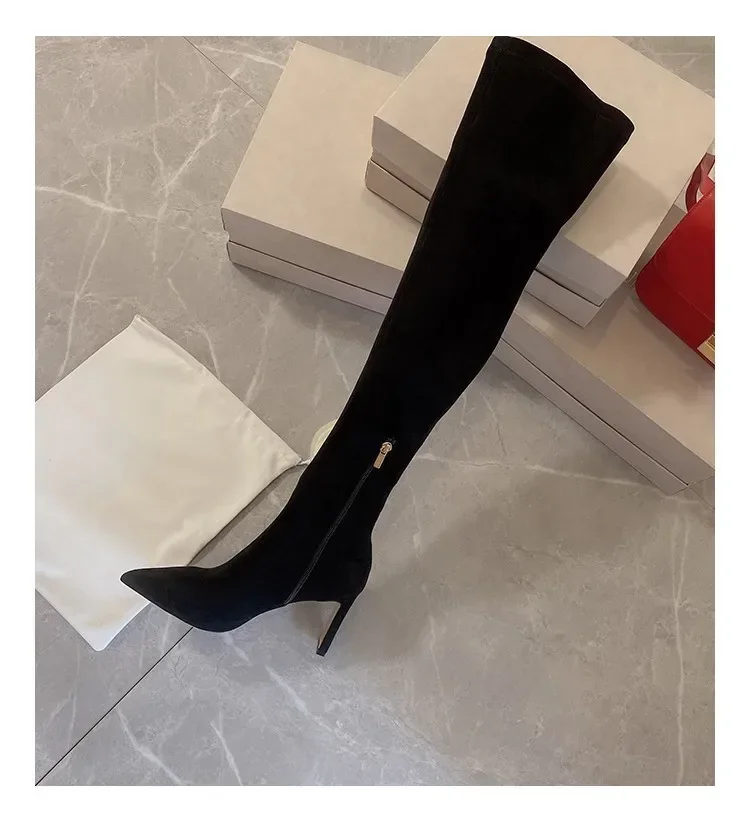 New Autumn and Winter New Over Knee Elastic Boots Women's High Heeled Pointed Knee Boots Slim And Versatile Boots
