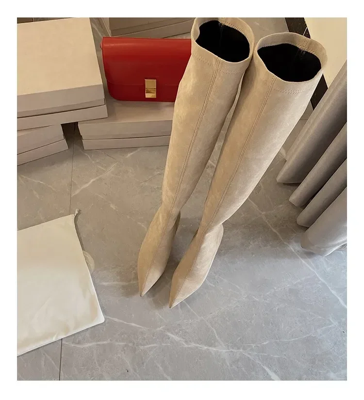 New Autumn and Winter New Over Knee Elastic Boots Women's High Heeled Pointed Knee Boots Slim And Versatile Boots