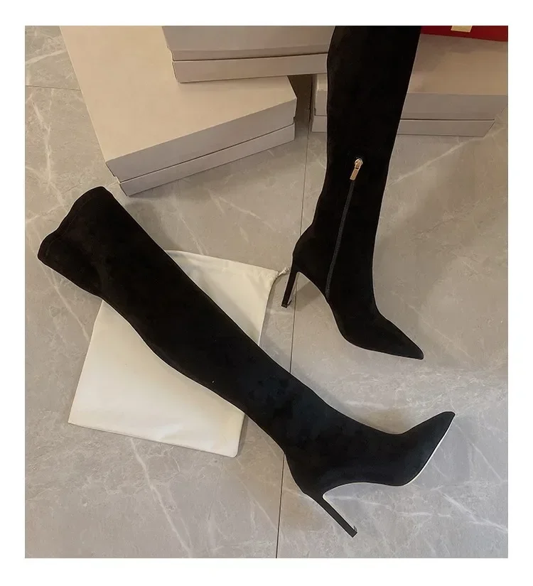 New Autumn and Winter New Over Knee Elastic Boots Women's High Heeled Pointed Knee Boots Slim And Versatile Boots