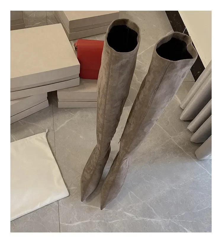 New Autumn and Winter New Over Knee Elastic Boots Women's High Heeled Pointed Knee Boots Slim And Versatile Boots