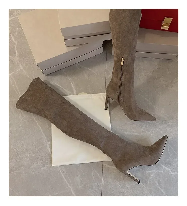 New Autumn and Winter New Over Knee Elastic Boots Women's High Heeled Pointed Knee Boots Slim And Versatile Boots
