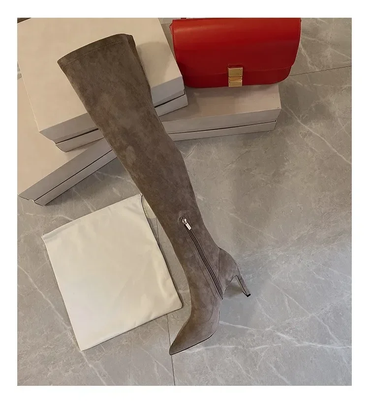 New Autumn and Winter New Over Knee Elastic Boots Women's High Heeled Pointed Knee Boots Slim And Versatile Boots
