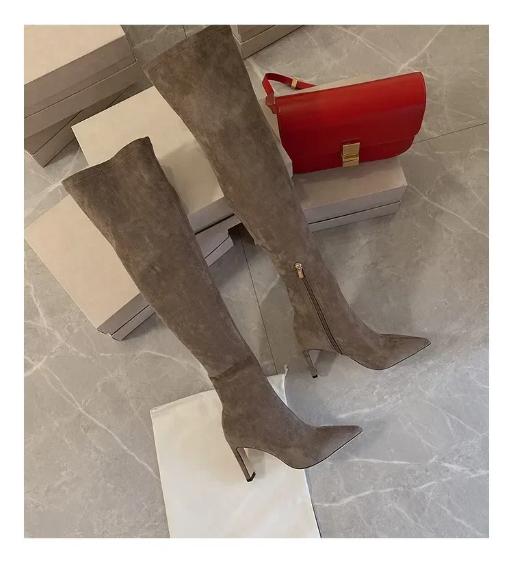 New Autumn and Winter New Over Knee Elastic Boots Women's High Heeled Pointed Knee Boots Slim And Versatile Boots