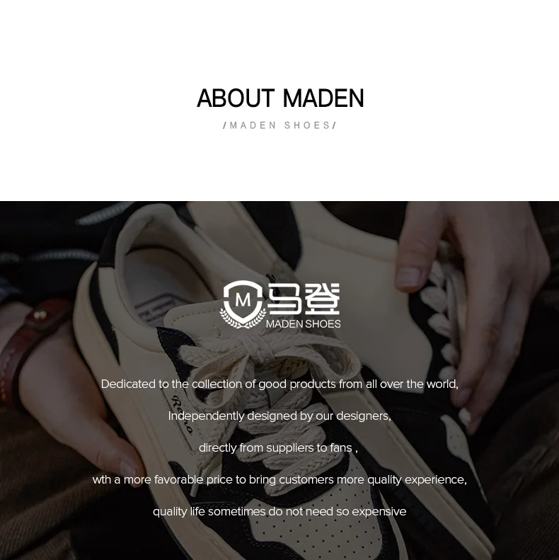Maden New Casual Low-Top Black and White Spliced Sneakers Men's Versatile Sports Shoes for Autumn Lace-up Skateboarding Shoes