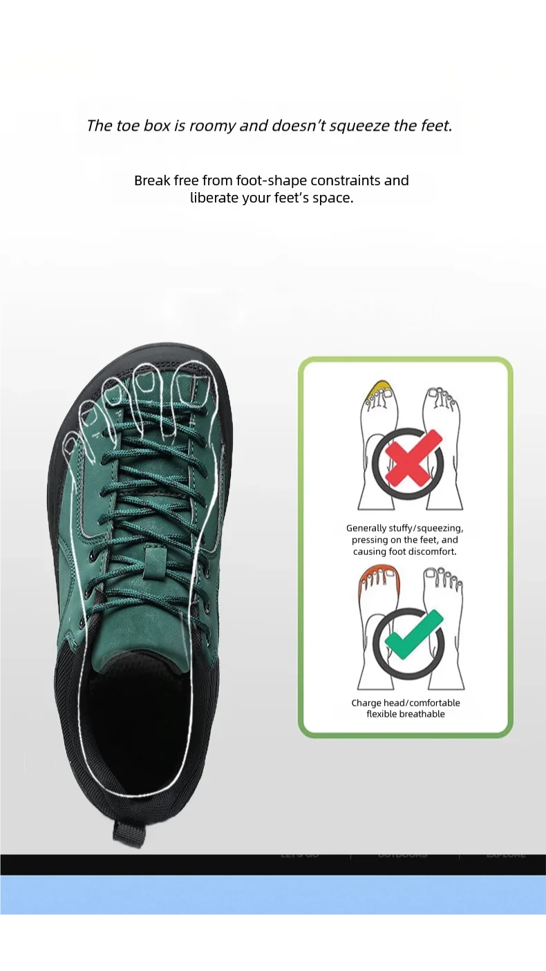 Unisex Barefoot Wide Toe Running Shoes Minimalist Artificial Leather Walking Sneakers Lace Up Lightweight Breathable Shoes