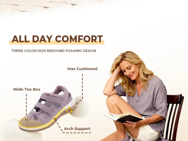 FitVille Women's Summer Sandals Wide Orthopedic Sandal Comfort Walking Shoes with Arch Support Slippers Diabetic Swollen Feet