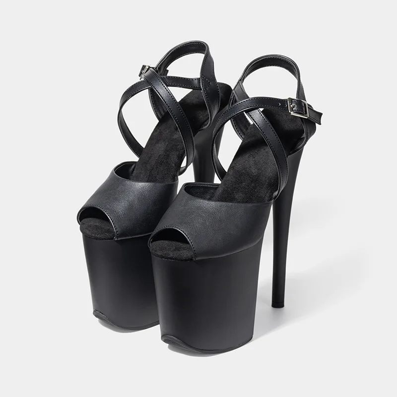 New Popular Sexy Cross Straps 20cm 8' Nude Patent Fashion Platform High Heels Sandals Pole Dance Shoes