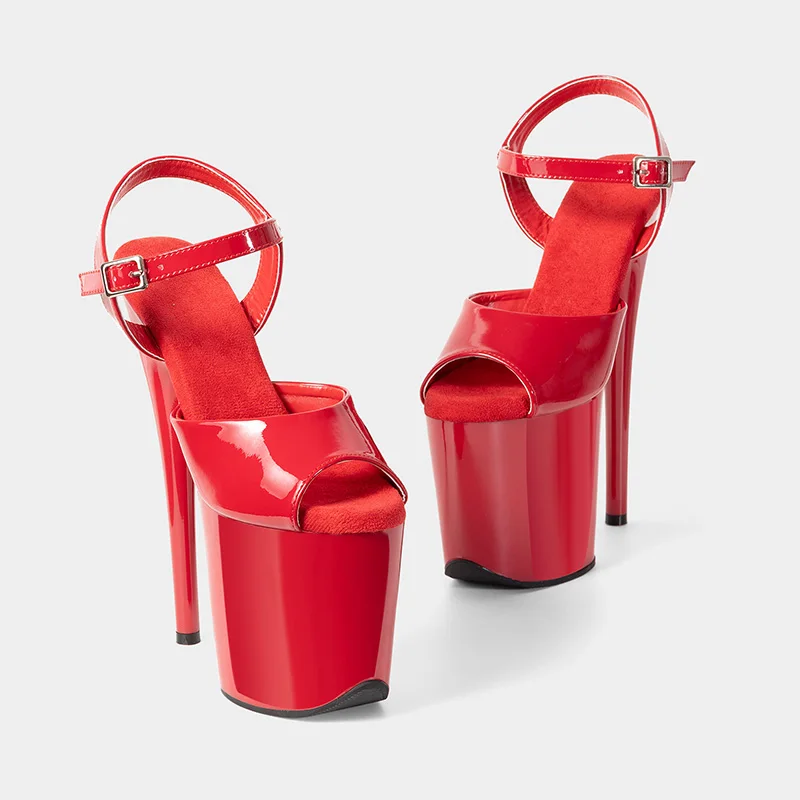 New Popular Sexy Cross Straps 20cm 8' Nude Patent Fashion Platform High Heels Sandals Pole Dance Shoes