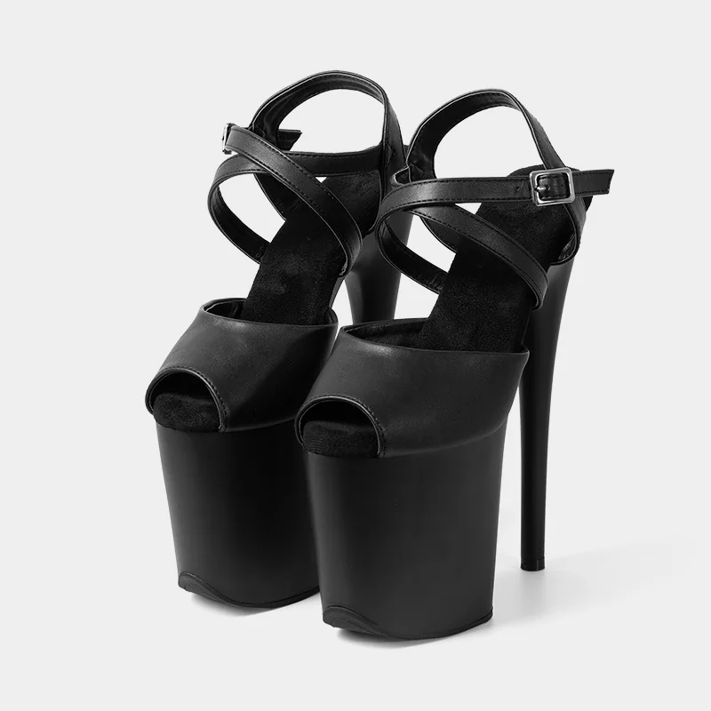 New Popular Sexy Cross Straps 20cm 8' Nude Patent Fashion Platform High Heels Sandals Pole Dance Shoes