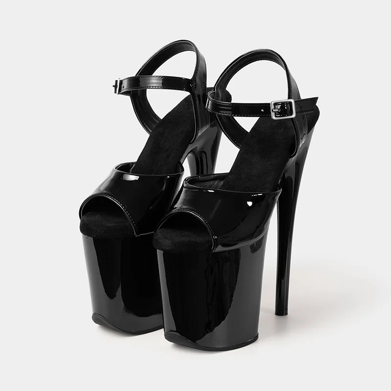 New Popular Sexy Cross Straps 20cm 8' Nude Patent Fashion Platform High Heels Sandals Pole Dance Shoes