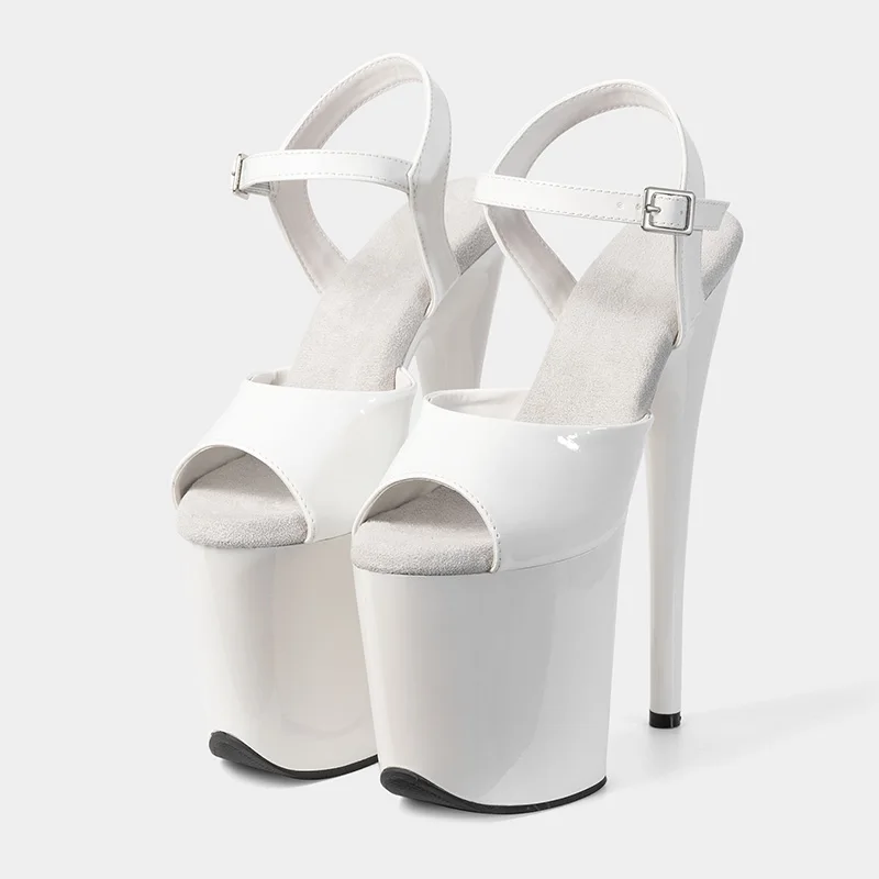 New Popular Sexy Cross Straps 20cm 8' Nude Patent Fashion Platform High Heels Sandals Pole Dance Shoes