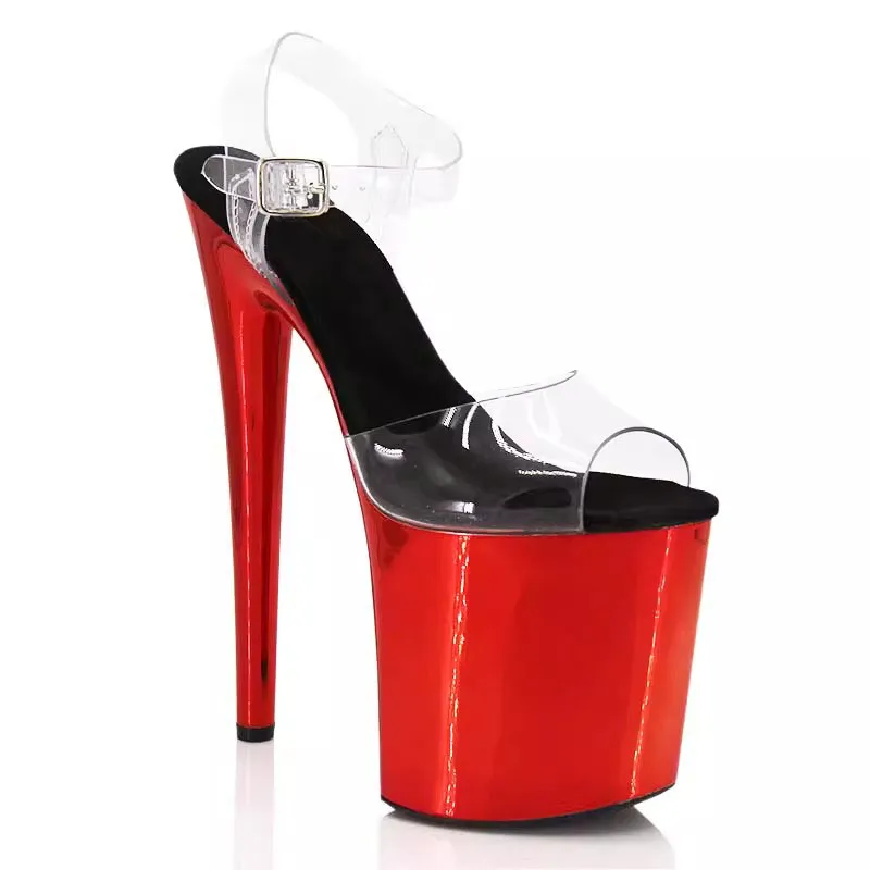 New Popular Sexy Cross Straps 20cm 8' Nude Patent Fashion Platform High Heels Sandals Pole Dance Shoes