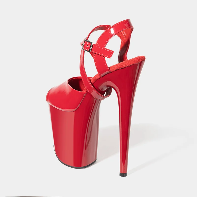 New Popular Sexy Cross Straps 20cm 8' Nude Patent Fashion Platform High Heels Sandals Pole Dance Shoes