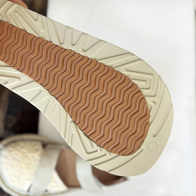 Careaymade-Genuine Leather wider toe women's shoes,handmade thick soled cake mesh surface summer casual breathable women sandals