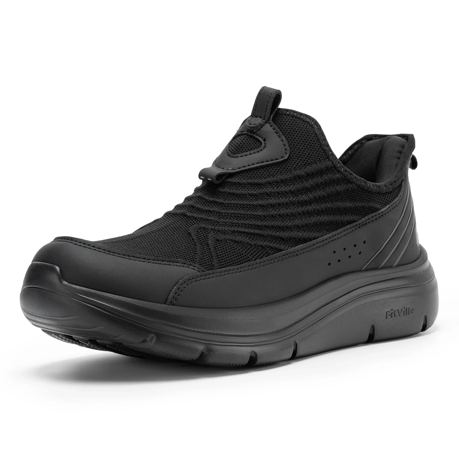 Fitville Wide Men'S Slip-On Running Shoes Lightweight Breathable Outdoor Casual Sports Walking Shoes Sneakers For Swollen Feet