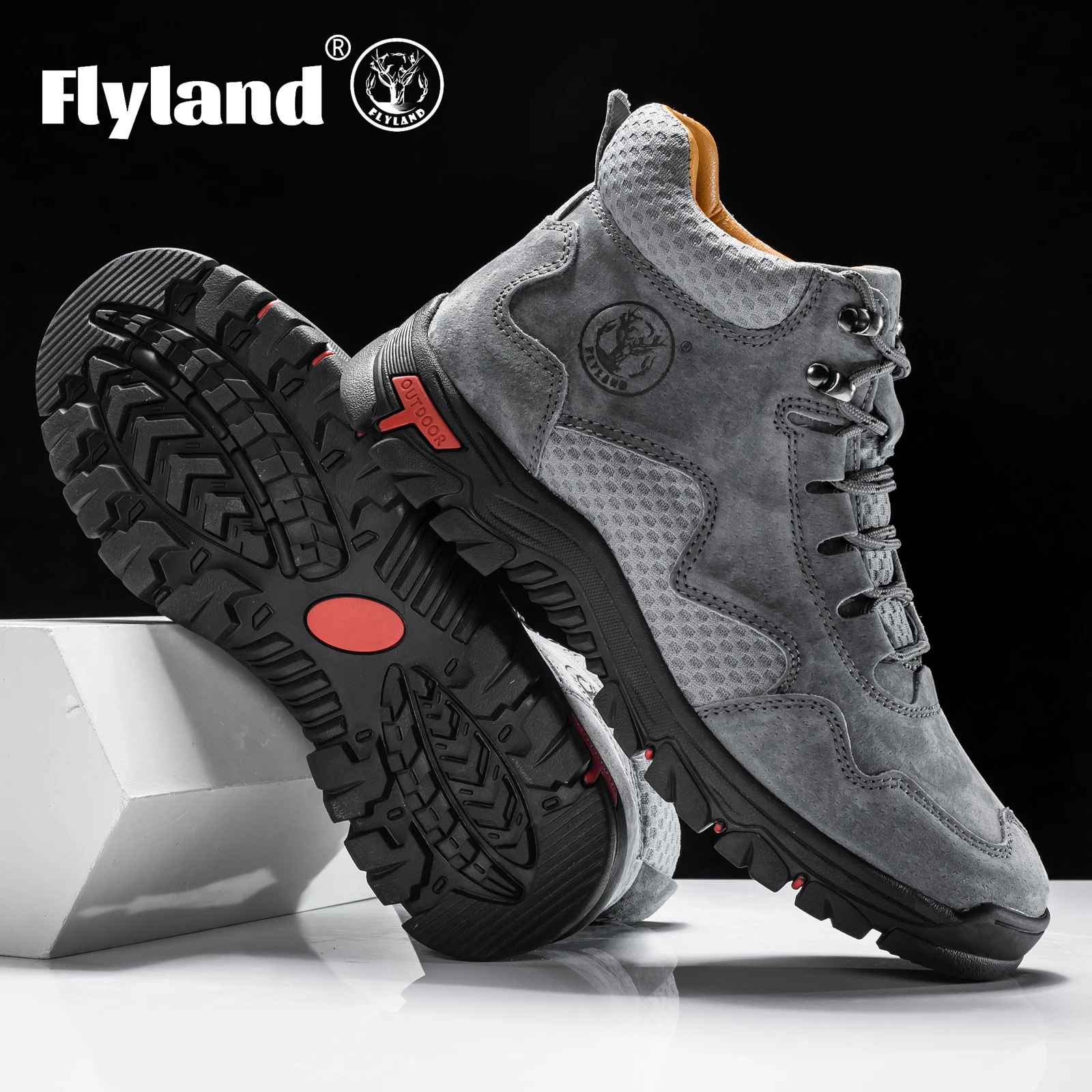 FLYLAND Men's Ankle Boots Casual Leather Shoes Fashion Vintage Hand Stitching Soft Business Handmade Shoes