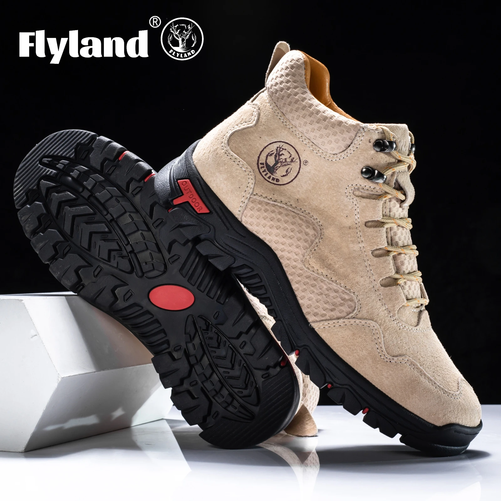 FLYLAND Men's Ankle Boots Casual Leather Shoes Fashion Vintage Hand Stitching Soft Business Handmade Shoes