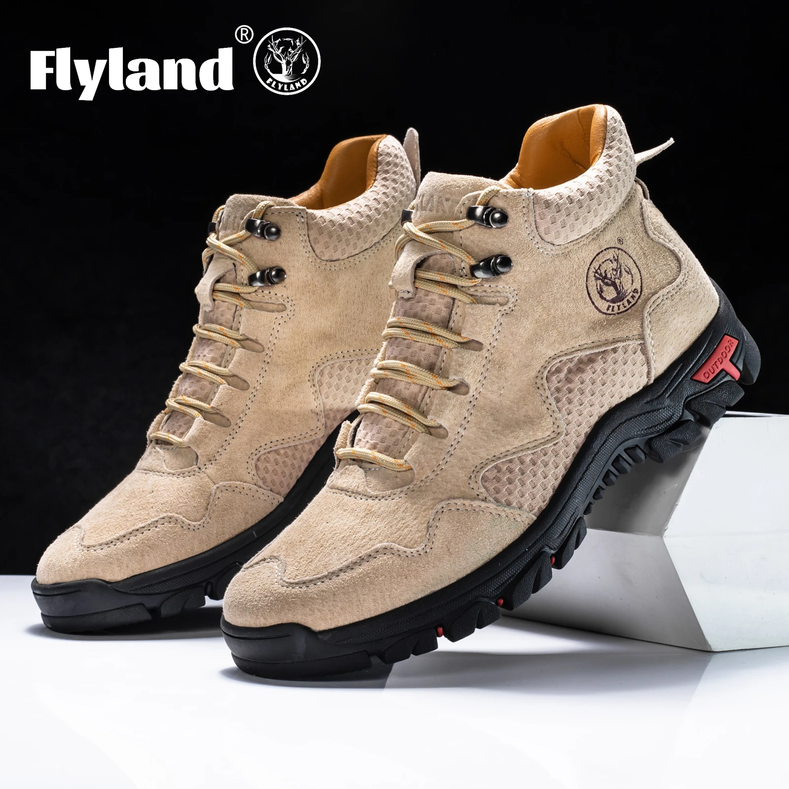 FLYLAND Men's Ankle Boots Casual Leather Shoes Fashion Vintage Hand Stitching Soft Business Handmade Shoes