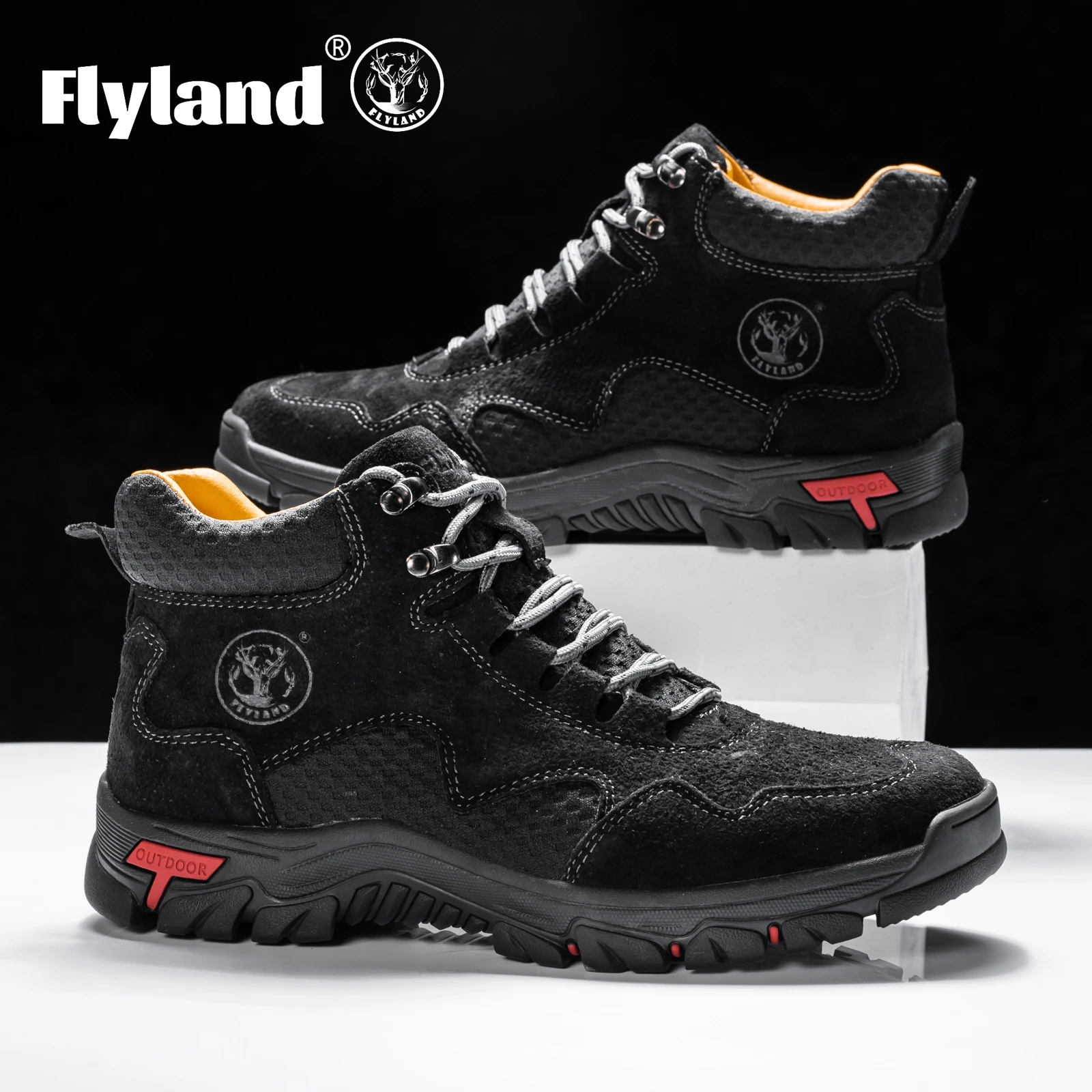 FLYLAND Men's Ankle Boots Casual Leather Shoes Fashion Vintage Hand Stitching Soft Business Handmade Shoes