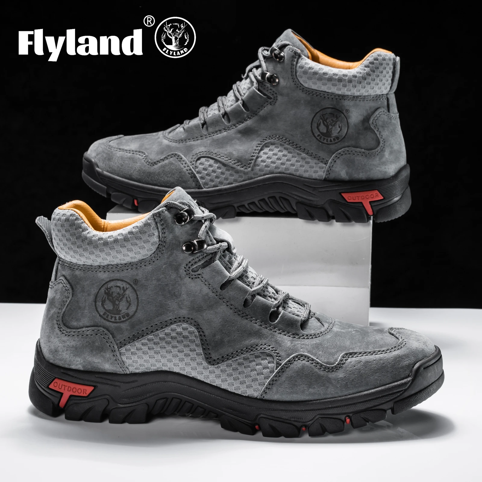 FLYLAND Men's Ankle Boots Casual Leather Shoes Fashion Vintage Hand Stitching Soft Business Handmade Shoes