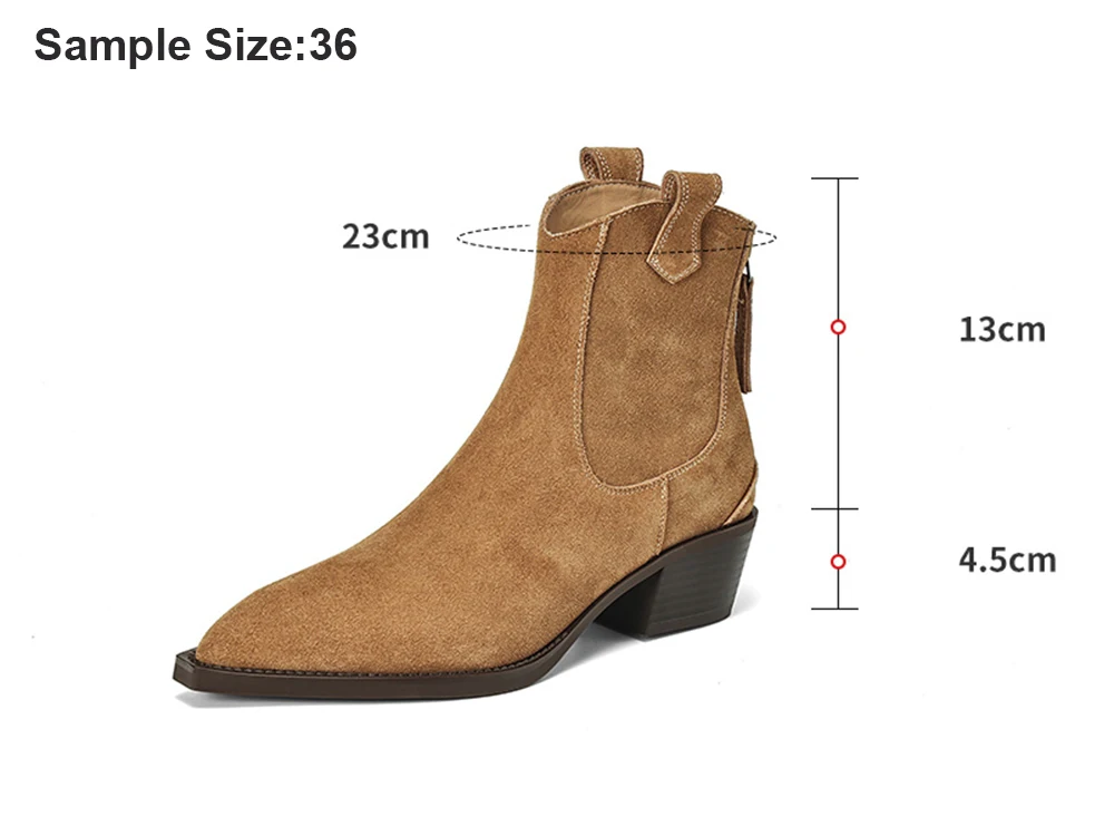 New Trend 2026 Spring Autumn Cow Suede Women Western Boots Black Brown Khaki Chocolate Green Burgundy Pointed Toe Ankle Boots