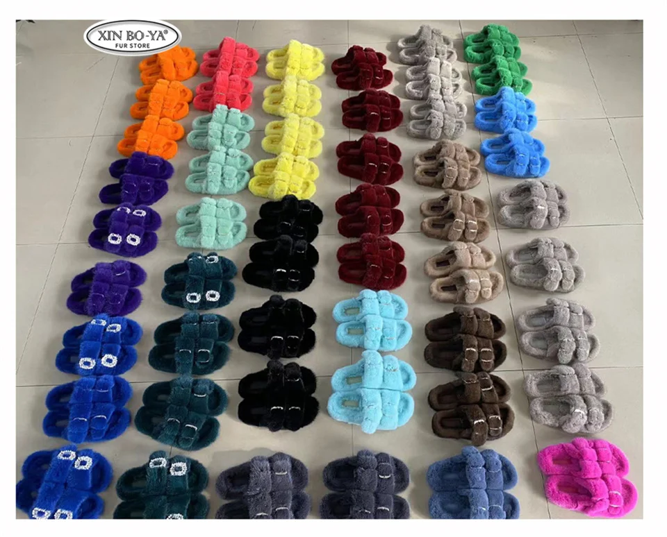 Mink Slippers Women's Summer Sandals 2026 Woman Slippers Sandals Fashion Shoes for Woman Comfort Women's Mules Fuzzy Fur Slides
