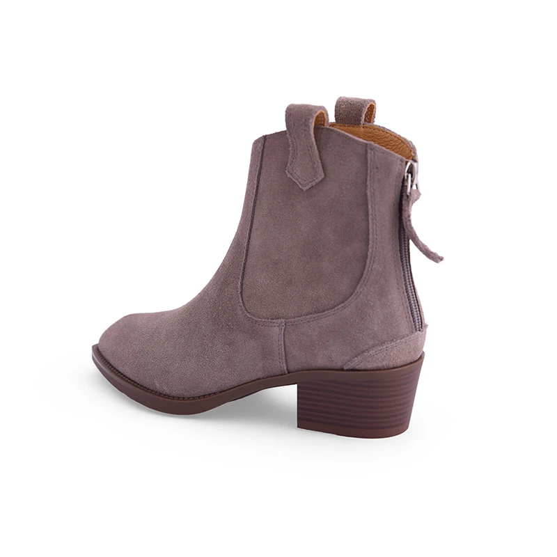 SmallHut New Trend Autumn Cow Suede Women Western Boots Gray Black Brown Khaki Chocolate Green Burgundy Pointed Toe Ankle Boots