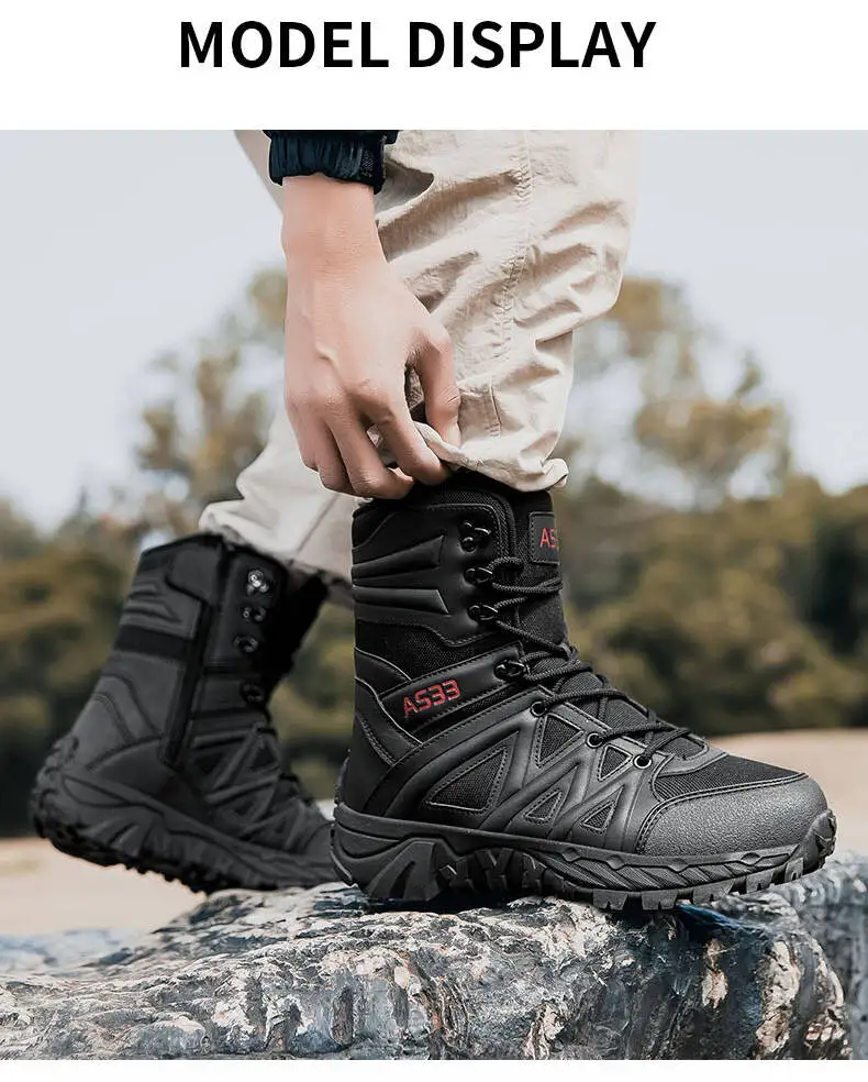 Men's Boots Thick High Quality Sports Shoes Outdoor Ankle Boots Non-slip Hiking Boots Wear-resistant Jungle Trekking Size 39-47