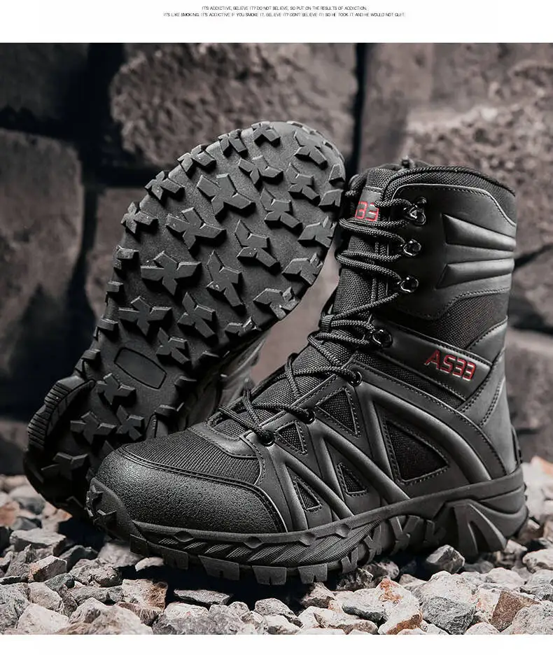 Men's Boots Thick High Quality Sports Shoes Outdoor Ankle Boots Non-slip Hiking Boots Wear-resistant Jungle Trekking Size 39-47