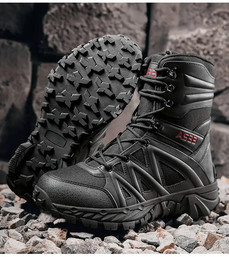 Men's Boots Thick High Quality Sports Shoes Outdoor Ankle Boots Non-slip Hiking Boots Wear-resistant Jungle Trekking Size 39-47