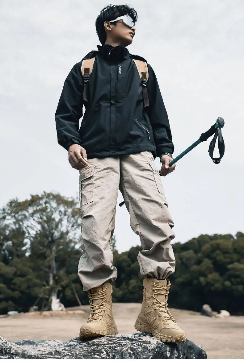 Men's Boots Thick High Quality Sports Shoes Outdoor Ankle Boots Non-slip Hiking Boots Wear-resistant Jungle Trekking Size 39-47
