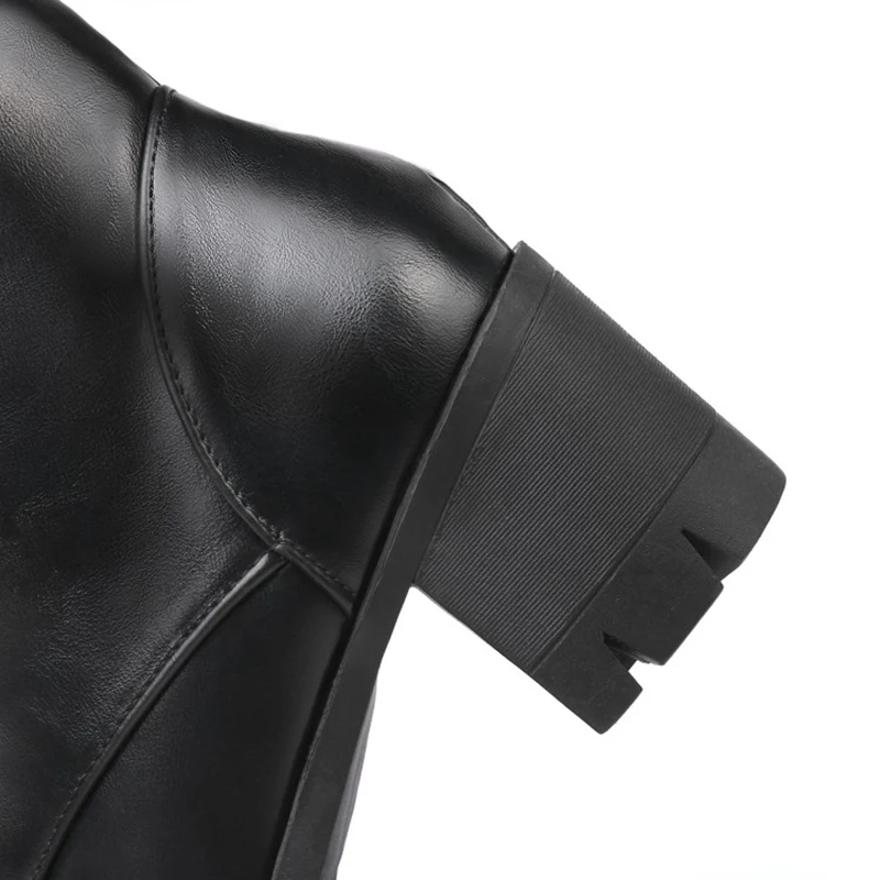 SIMLOVEYO Rubber Lace Up Black Autumn Chunky Boots big size 46 Ankle Boots Women Platform Shoes Ladies shoes women shoes Hot