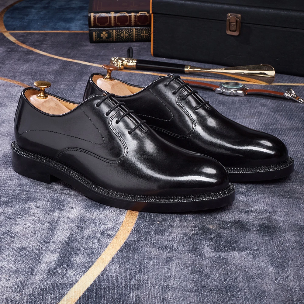 Fashion brand smooth Oxford shoes business formal leather shoes men's 2025 winter high heels wedding pointed office shoes