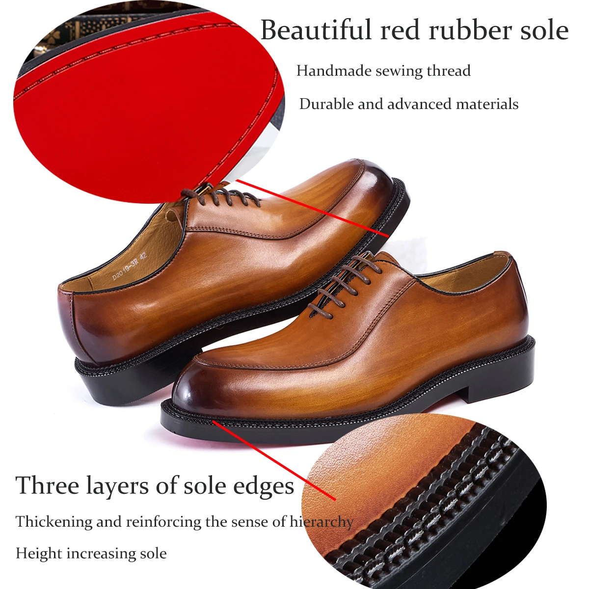 Fashion brand smooth Oxford shoes business formal leather shoes men's 2025 winter high heels wedding pointed office shoes