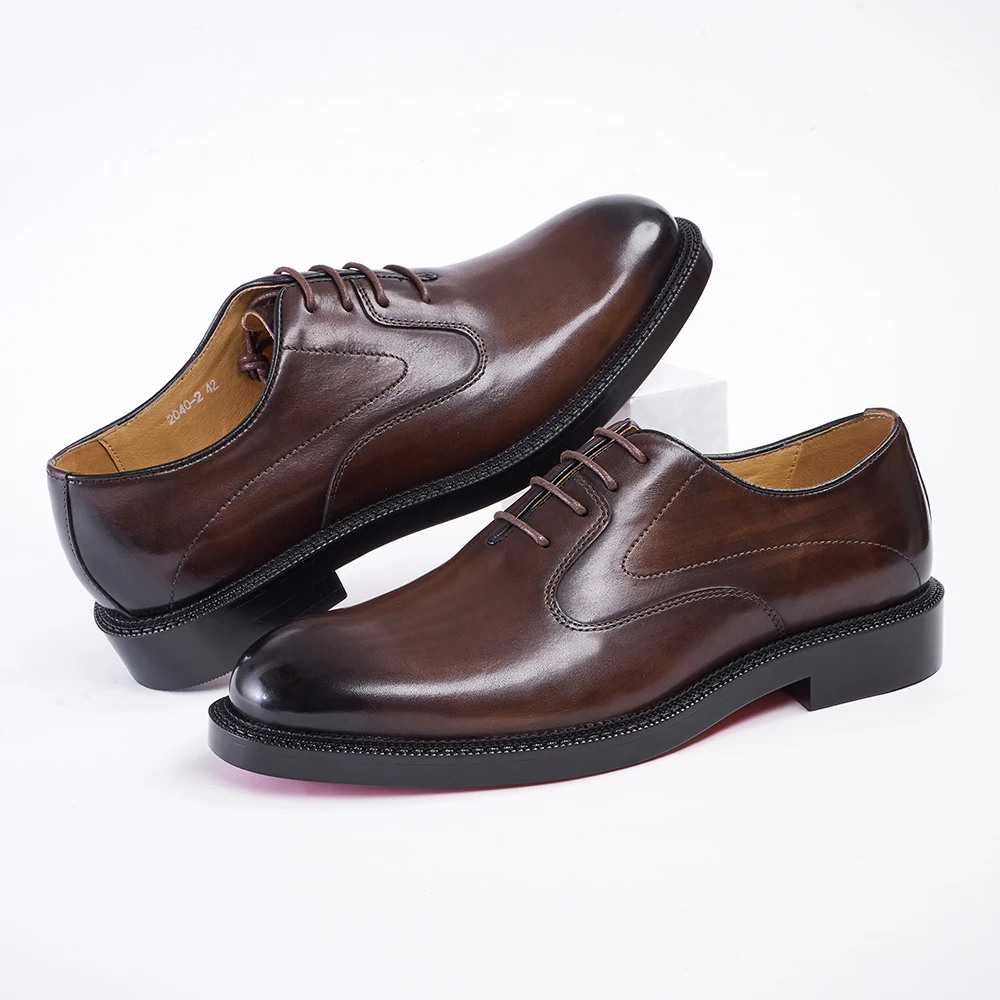 Fashion brand smooth Oxford shoes business formal leather shoes men's 2025 winter high heels wedding pointed office shoes