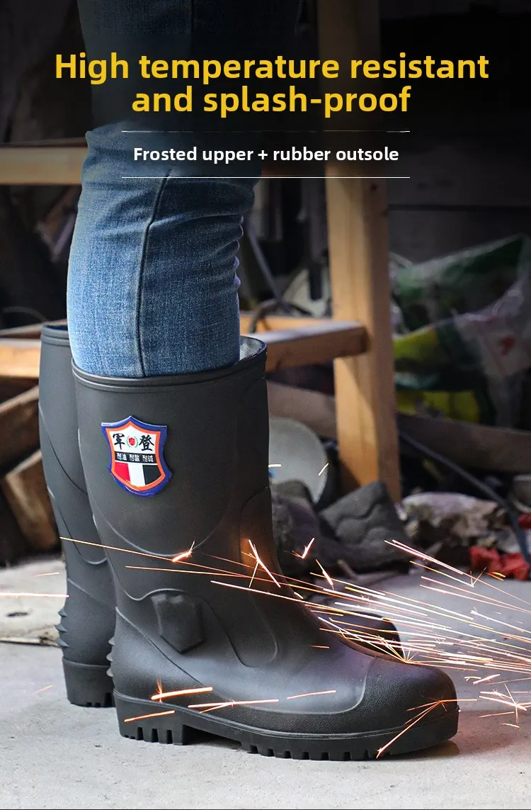 Extra Thick Steel Head Rain Boots Steel Sole Water Boots Construction Site Anti-puncture Rubber Shoes Anti-smashing