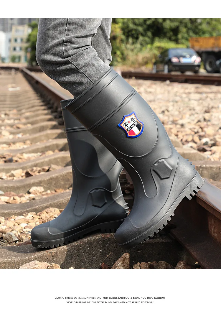 Extra Thick Steel Head Rain Boots Steel Sole Water Boots Construction Site Anti-puncture Rubber Shoes Anti-smashing