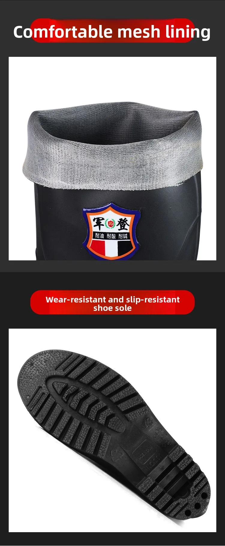 Extra Thick Steel Head Rain Boots Steel Sole Water Boots Construction Site Anti-puncture Rubber Shoes Anti-smashing