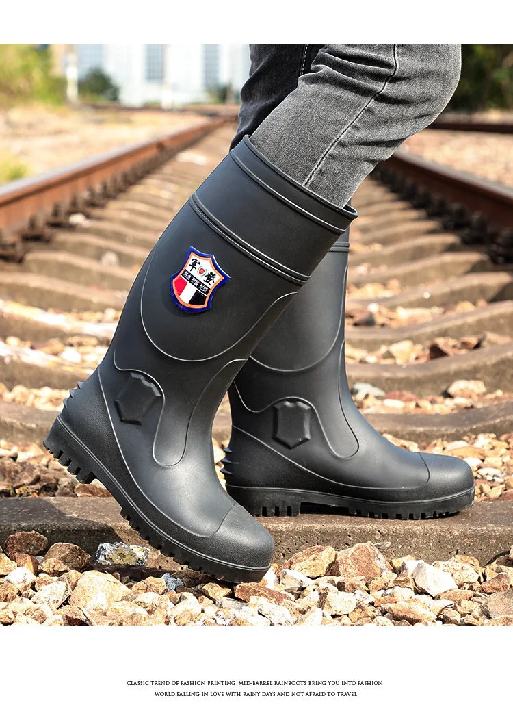 Extra Thick Steel Head Rain Boots Steel Sole Water Boots Construction Site Anti-puncture Rubber Shoes Anti-smashing