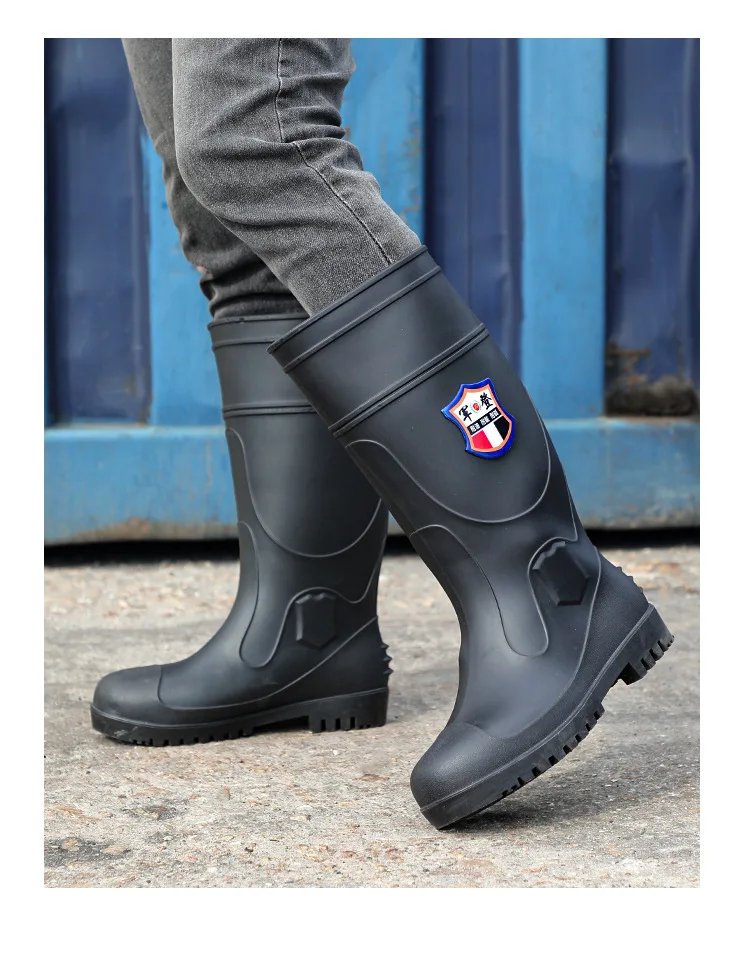 Extra Thick Steel Head Rain Boots Steel Sole Water Boots Construction Site Anti-puncture Rubber Shoes Anti-smashing