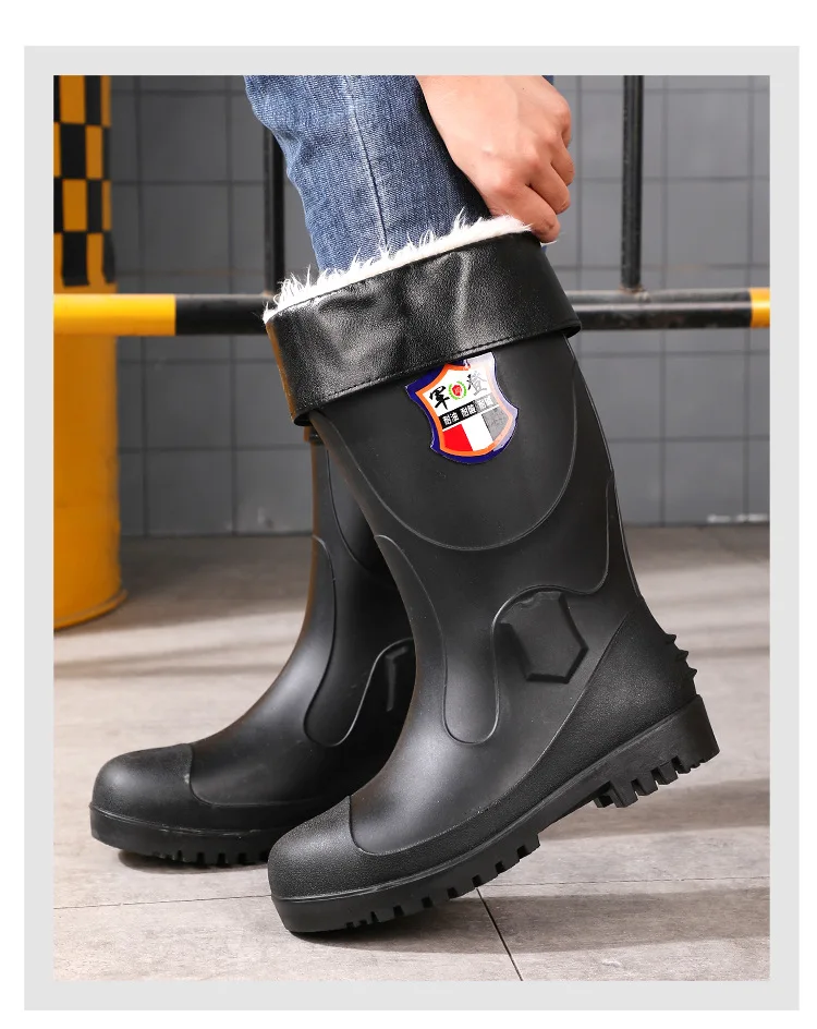 Extra Thick Steel Head Rain Boots Steel Sole Water Boots Construction Site Anti-puncture Rubber Shoes Anti-smashing