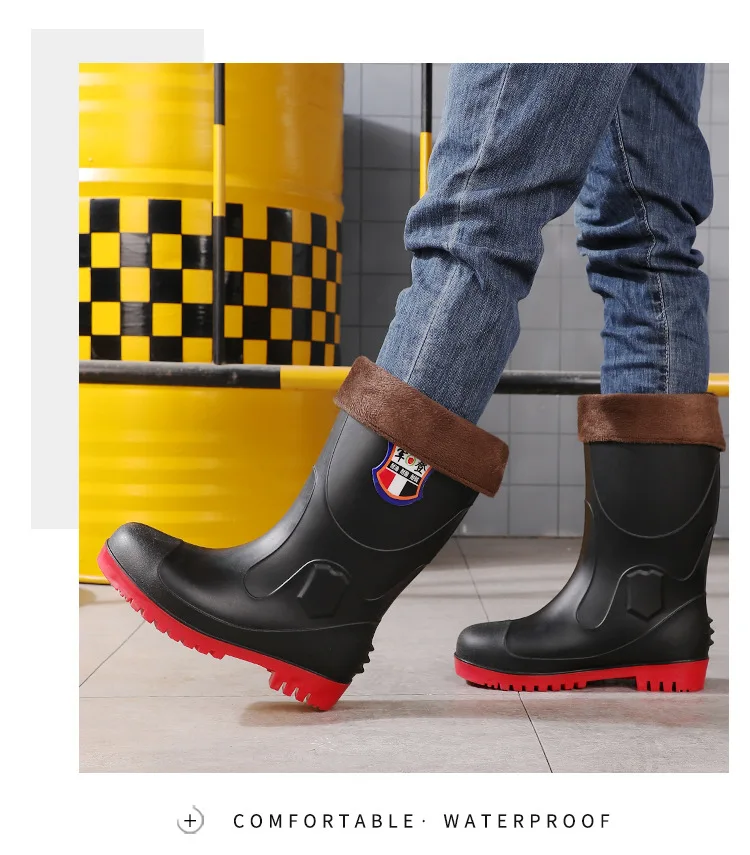 Extra Thick Steel Head Rain Boots Steel Sole Water Boots Construction Site Anti-puncture Rubber Shoes Anti-smashing