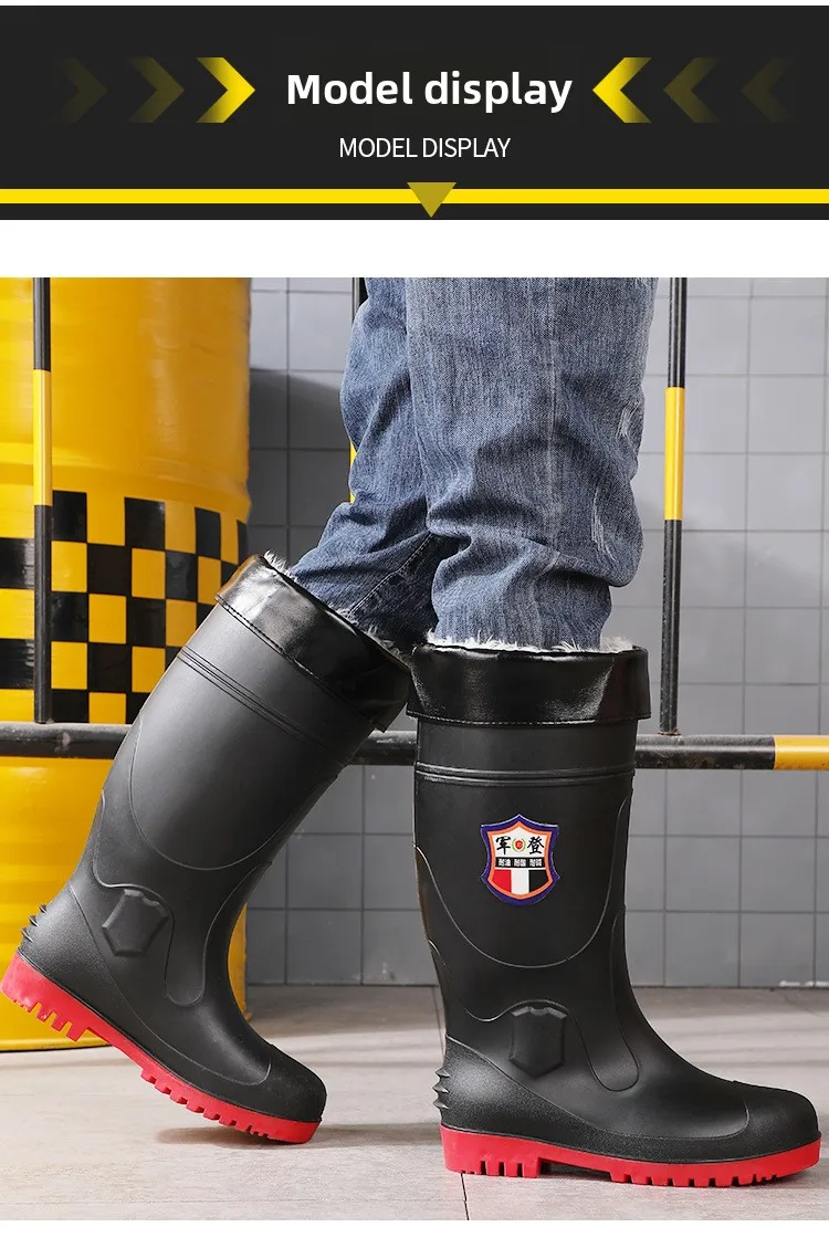 Extra Thick Steel Head Rain Boots Steel Sole Water Boots Construction Site Anti-puncture Rubber Shoes Anti-smashing