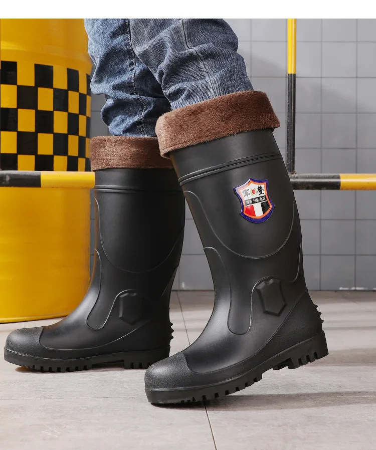 Extra Thick Steel Head Rain Boots Steel Sole Water Boots Construction Site Anti-puncture Rubber Shoes Anti-smashing
