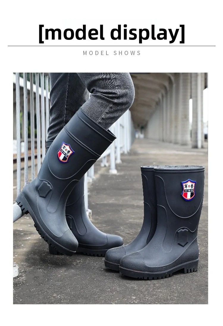 Extra Thick Steel Head Rain Boots Steel Sole Water Boots Construction Site Anti-puncture Rubber Shoes Anti-smashing
